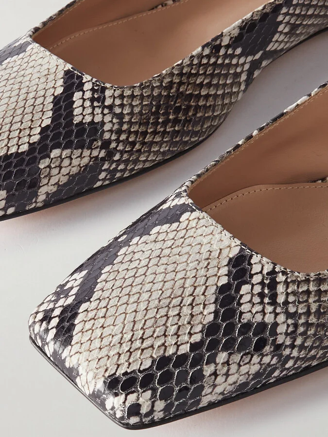 Gianvito Rossi - Borneo Snake-effect Leather Mary Jane Flats - Animal print - Image 4
