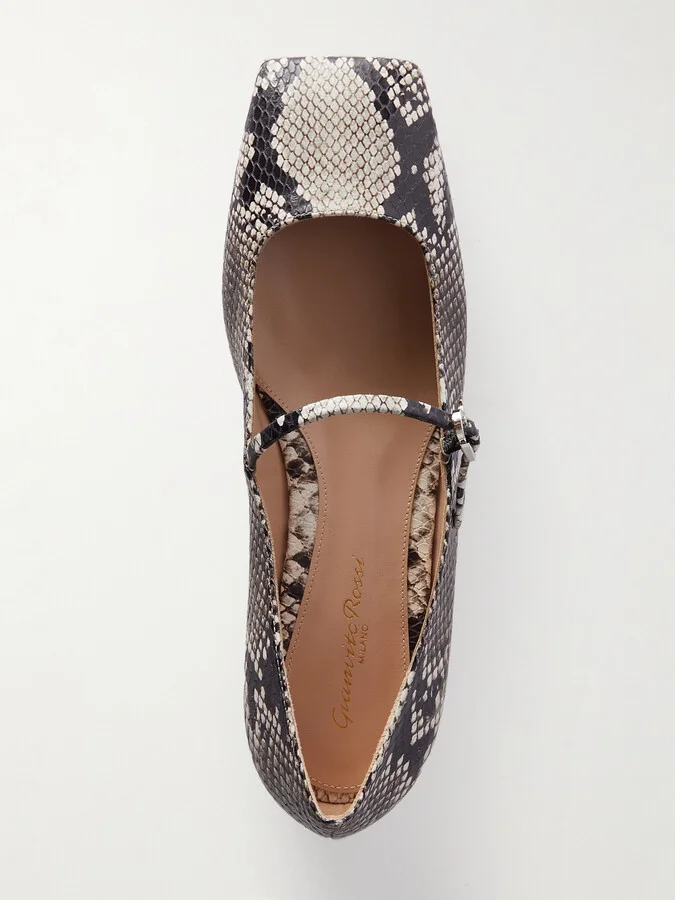Gianvito Rossi - Borneo Snake-effect Leather Mary Jane Flats - Animal print - Image 5