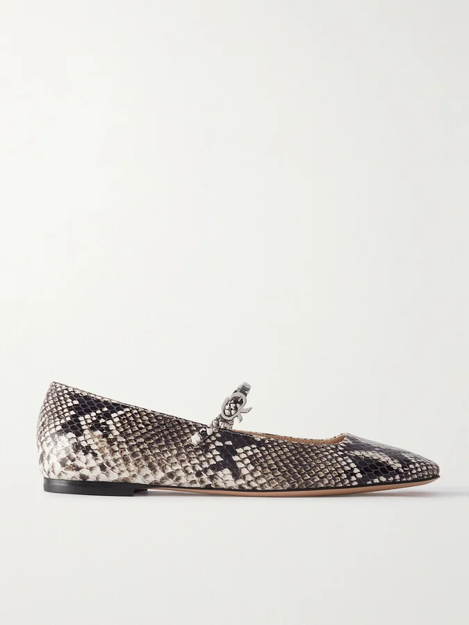 Gianvito Rossi - Borneo Snake-effect Leather Mary Jane Flats - Animal print