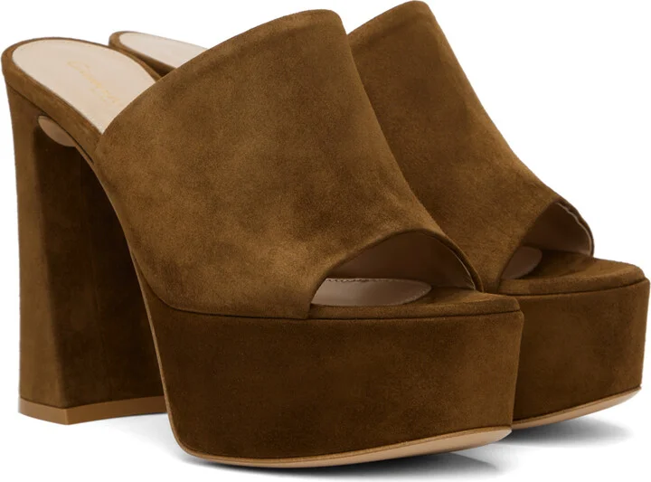 Gianvito Rossi Brown Holly Mules - Image 4