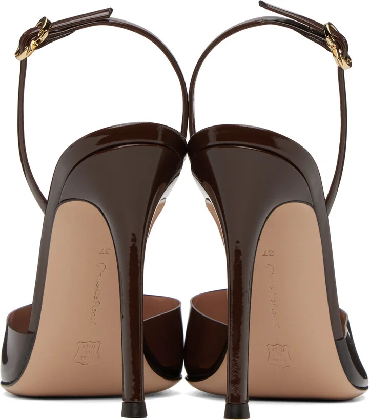 Gianvito Rossi Brown Ribbon D'Orsay Heels - Image 2