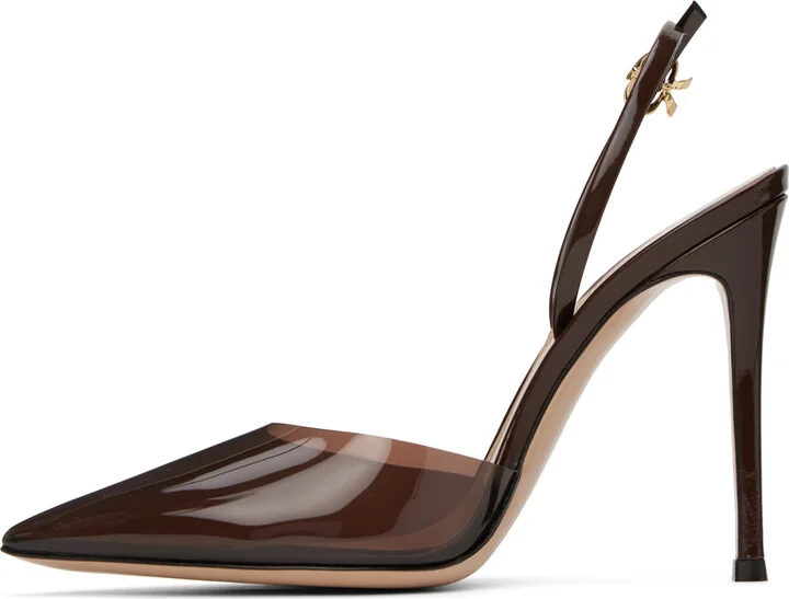 Gianvito Rossi Brown Ribbon D'Orsay Heels - Image 3