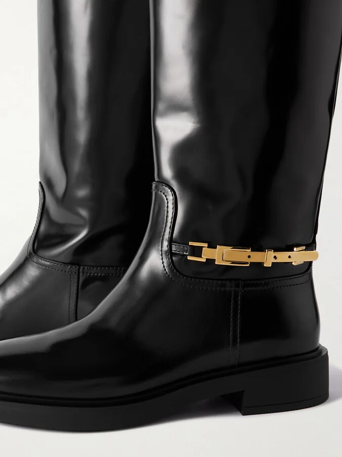 Gianvito Rossi - Buckle-embellished Glossed-leather Boots - Black - Image 4