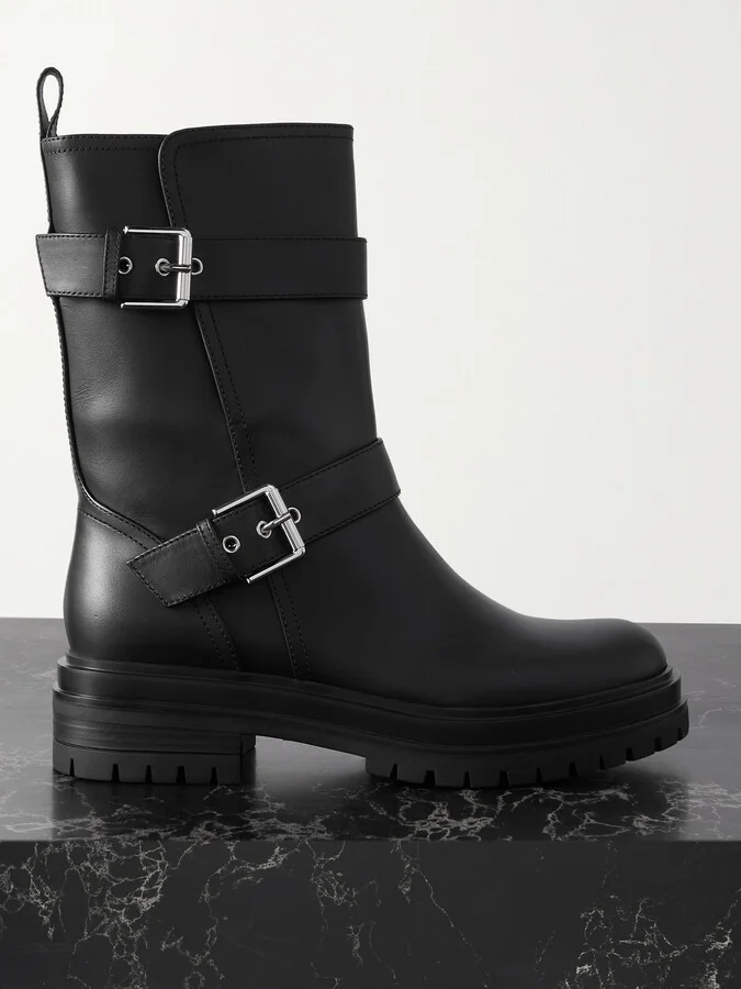 Gianvito Rossi - Buckled Leather Boots - Black