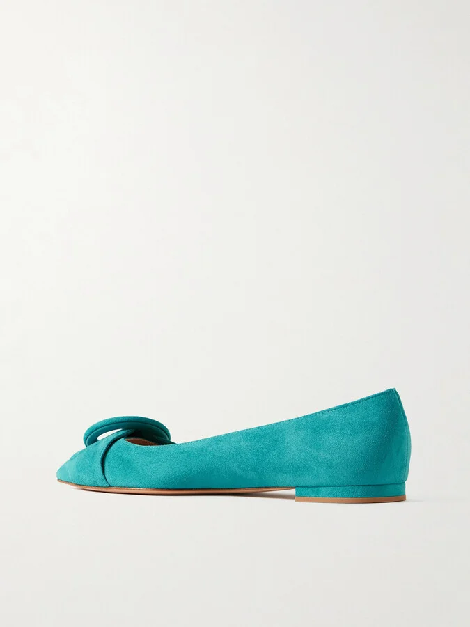 Gianvito Rossi - Buckled Suede Point-toe Flats - Blue - Image 3