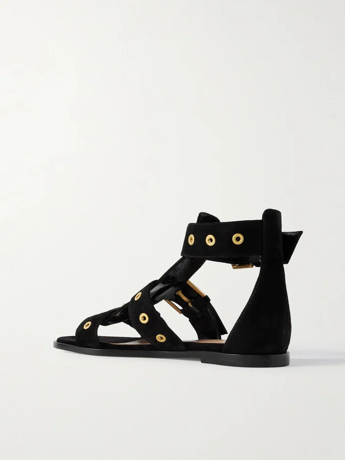 Gianvito Rossi - Buckled Suede Sandals - Black - Image 3