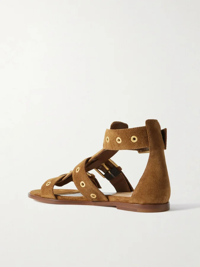 Gianvito Rossi - Buckled Suede Sandals - Brown - Image 3