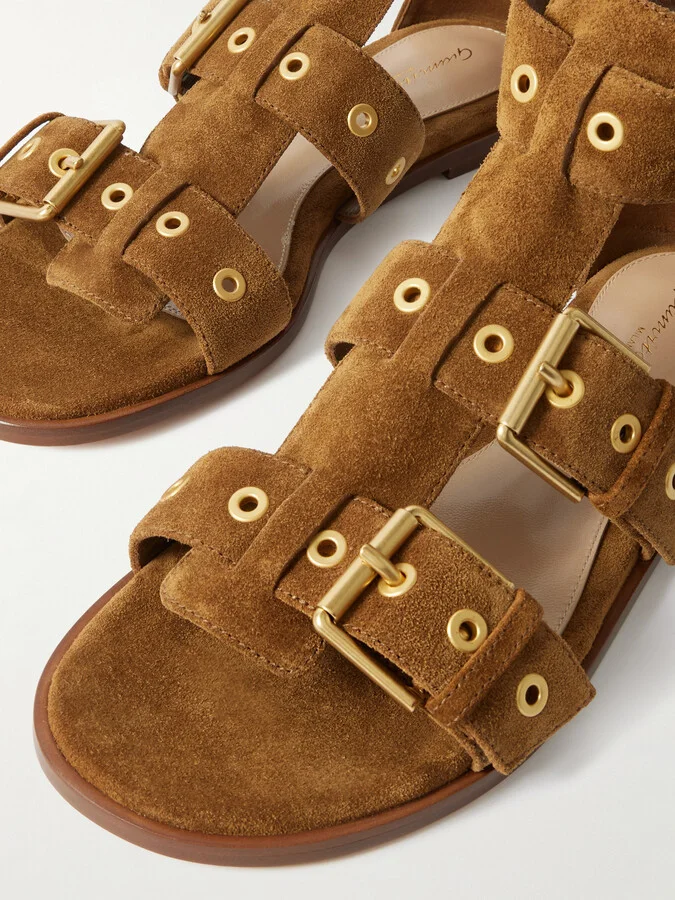 Gianvito Rossi - Buckled Suede Sandals - Brown - Image 4