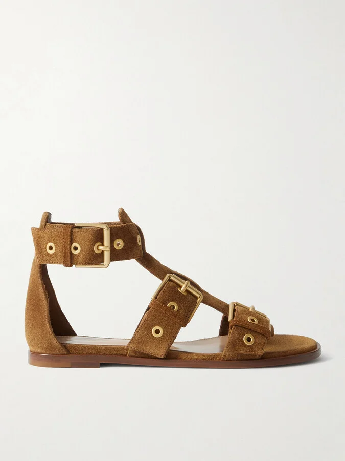 Gianvito Rossi - Buckled Suede Sandals - Brown