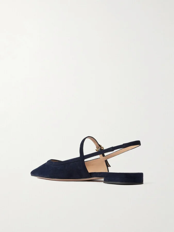 Gianvito Rossi - Buckled Suede Slingback Flats - Blue - Image 3