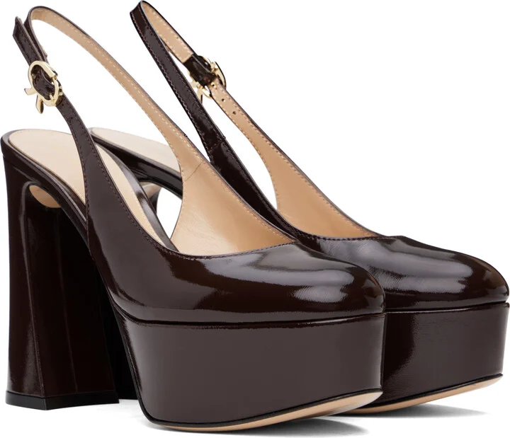 Gianvito Rossi Burgundy Bessie Heels - Image 4