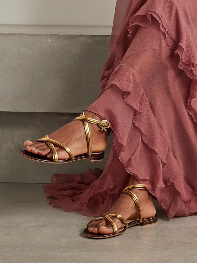 Gianvito Rossi - Calissa Metallic Leather Sandals - IT39 - Image 2