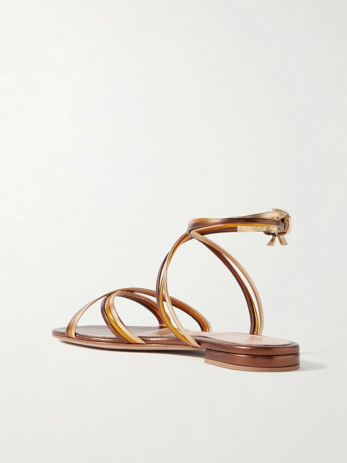 Gianvito Rossi - Calissa Metallic Leather Sandals - IT39 - Image 3