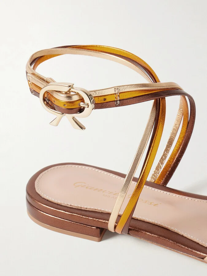 Gianvito Rossi - Calissa Metallic Leather Sandals - IT39 - Image 4