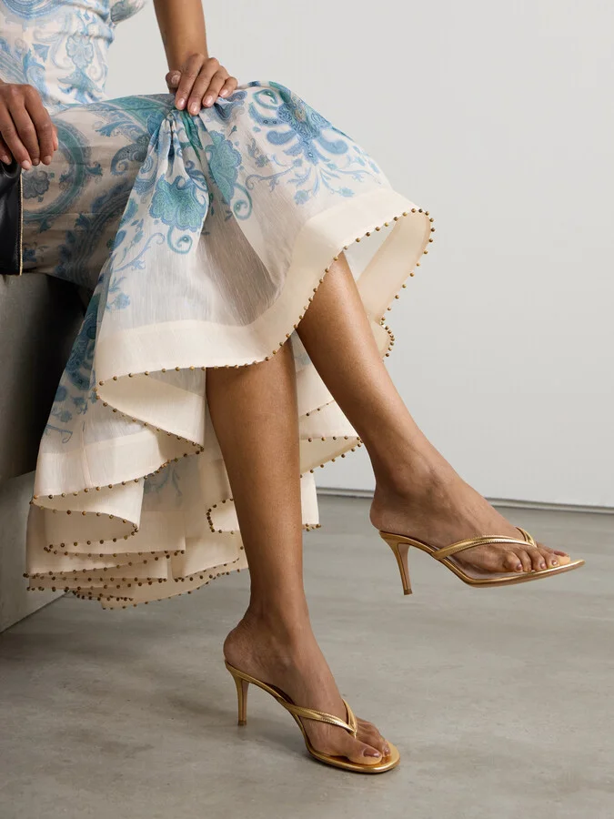Gianvito Rossi - Calypso 70 Metallic Leather Sandals - Gold - Image 2