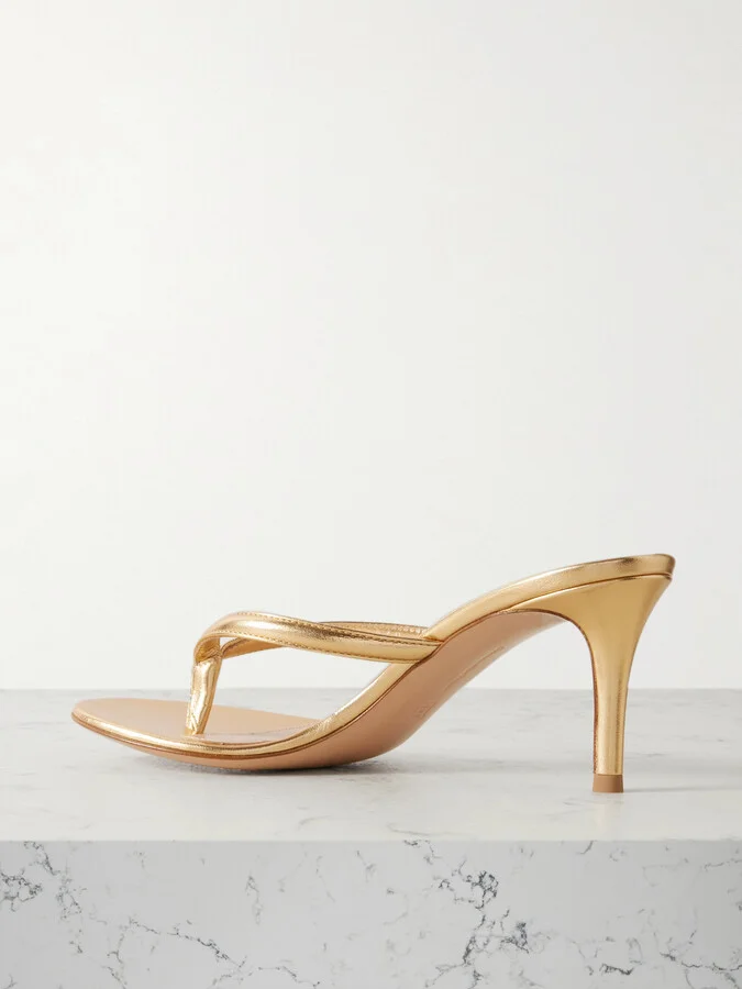 Gianvito Rossi - Calypso 70 Metallic Leather Sandals - Gold - Image 3