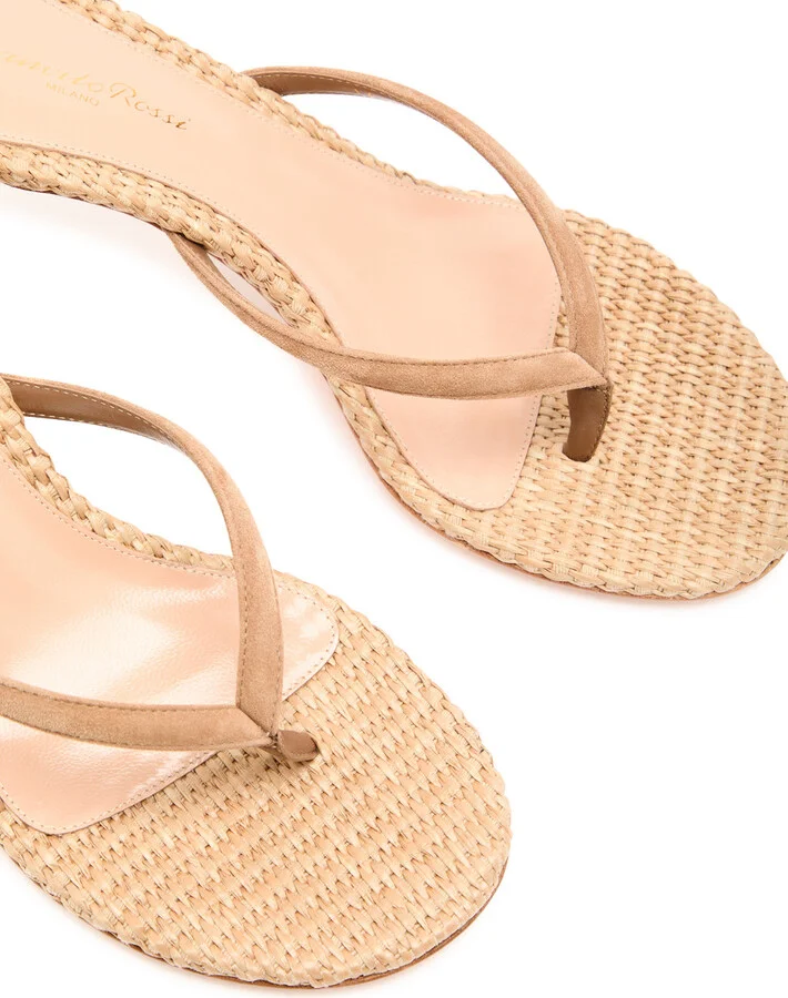 Gianvito Rossi Calypso 70 Raffia Thong Mule - Image 3