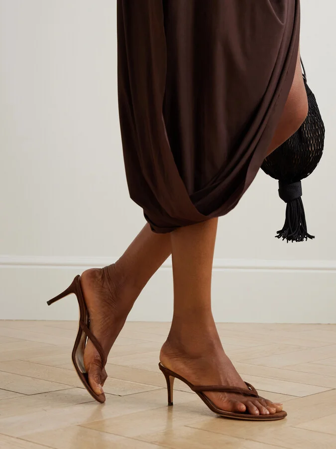 Gianvito Rossi - Calypso 70 Suede Mules - Brown - Image 2