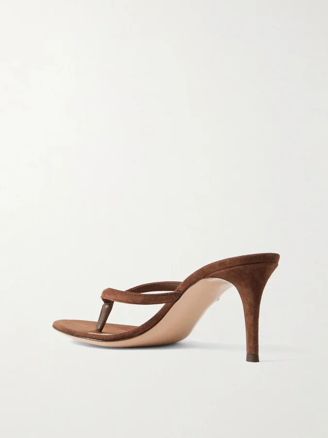 Gianvito Rossi - Calypso 70 Suede Mules - Brown - Image 3