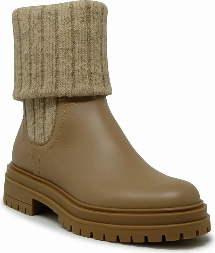 Gianvito Rossi Camel Calf And Knit Leather Boots - Image 2