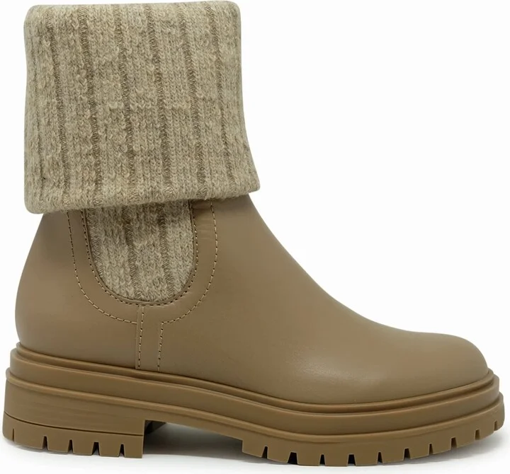Gianvito Rossi Camel Calf And Knit Leather Boots