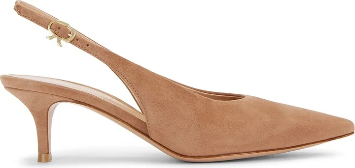 Gianvito Rossi Camoscio Slingback Kitten Heel in Brown