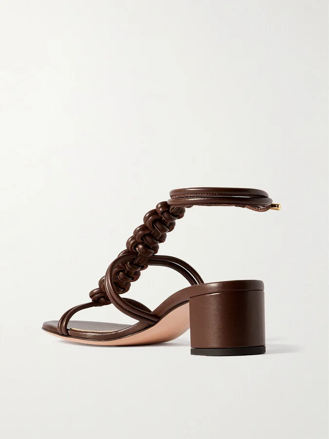 Gianvito Rossi - Capua 45 Woven Leather Sandals - Brown - Image 3