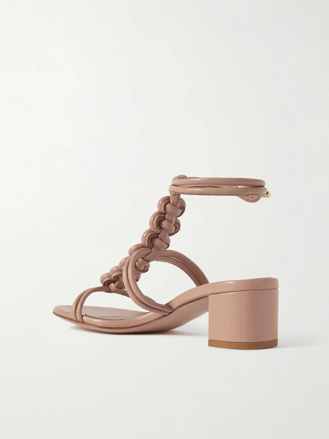 Gianvito Rossi - Capua 45 Woven Leather Sandals - Orange - Image 3