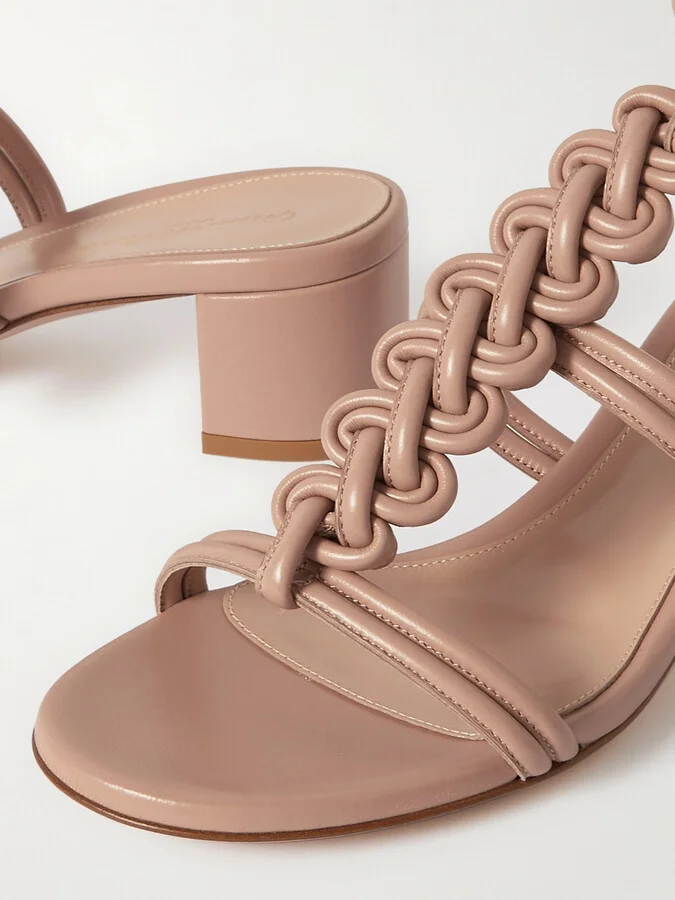 Gianvito Rossi - Capua 45 Woven Leather Sandals - Orange - Image 4