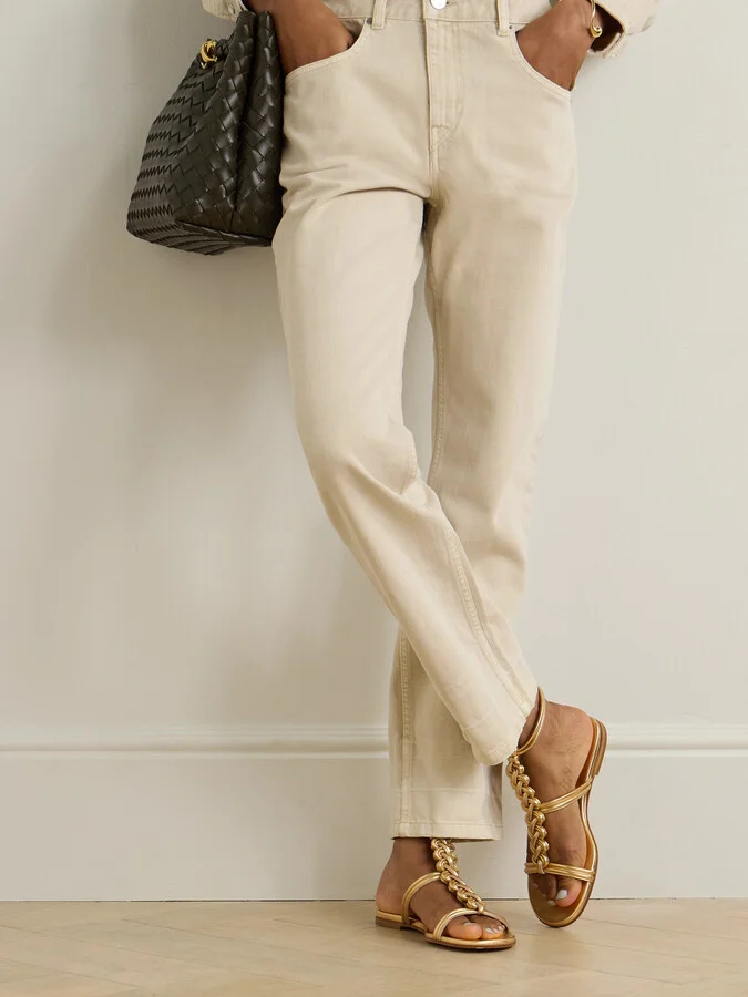 Gianvito Rossi - Capua Metallic Braided Leather Sandals - Gold - Image 2
