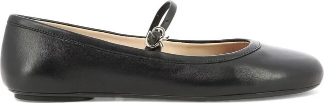 Gianvito Rossi Carla Buckle-Strap Ballerina Shoes