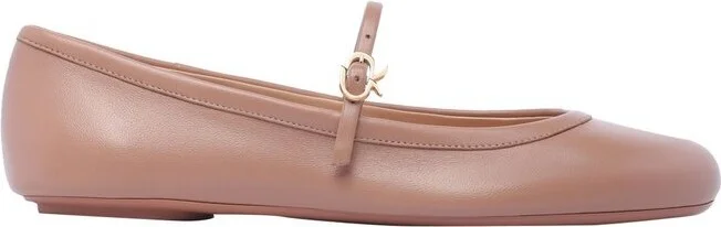 Gianvito Rossi Carla Buckle-Strap Ballerina Shoes