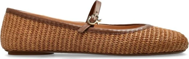 Gianvito Rossi Carla Buckle-Strap Ballerina Shoes