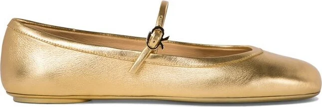 Gianvito Rossi Carla Buckle-Strap Ballerina Shoes