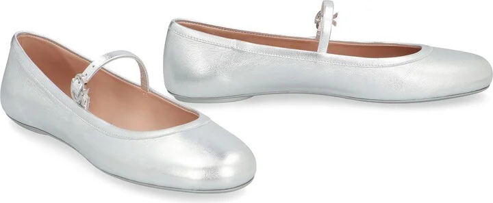 Gianvito Rossi Carla Leather Ballet Flats - Image 3