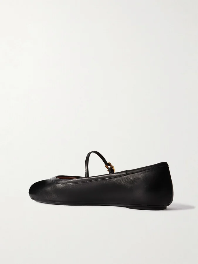 Gianvito Rossi - Carla Leather Mary Jane Ballet Flats - Black - Image 3