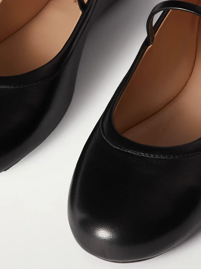 Gianvito Rossi - Carla Leather Mary Jane Ballet Flats - Black - Image 4