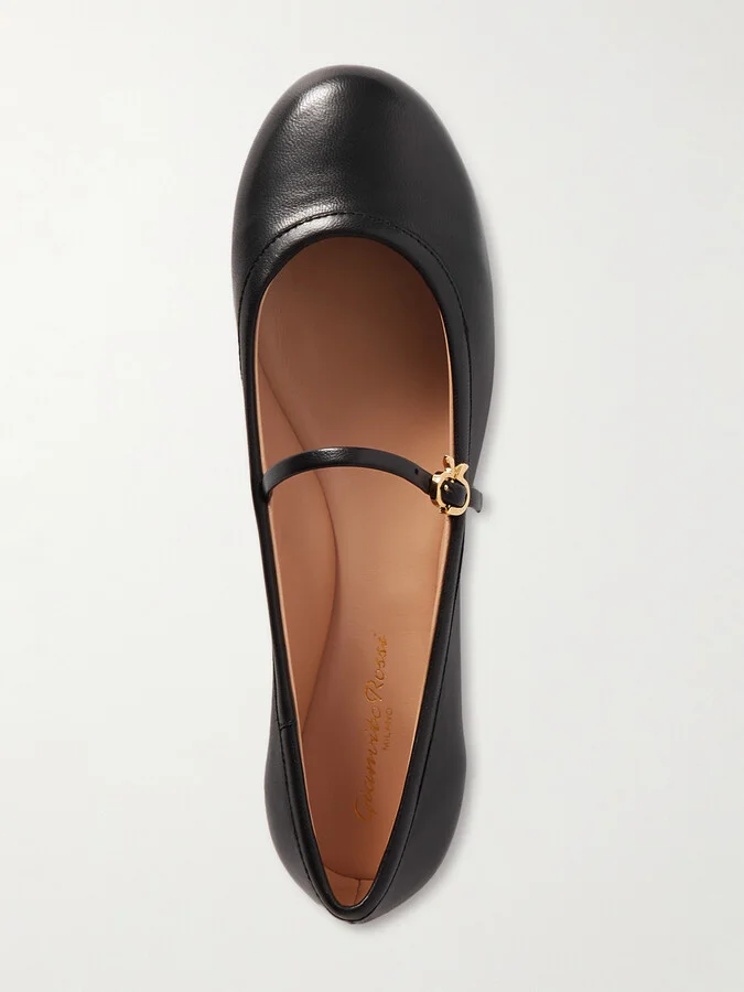 Gianvito Rossi - Carla Leather Mary Jane Ballet Flats - Black - Image 5