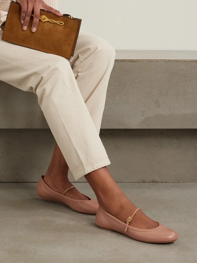 Gianvito Rossi - Carla Leather Mary Jane Ballet Flats - Neutrals - Image 2