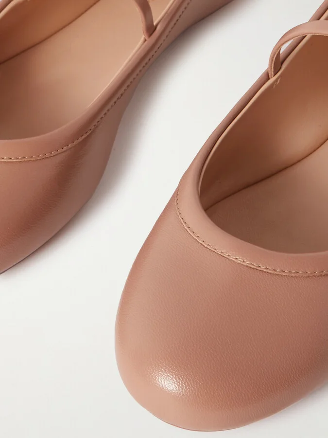 Gianvito Rossi - Carla Leather Mary Jane Ballet Flats - Neutrals - Image 4
