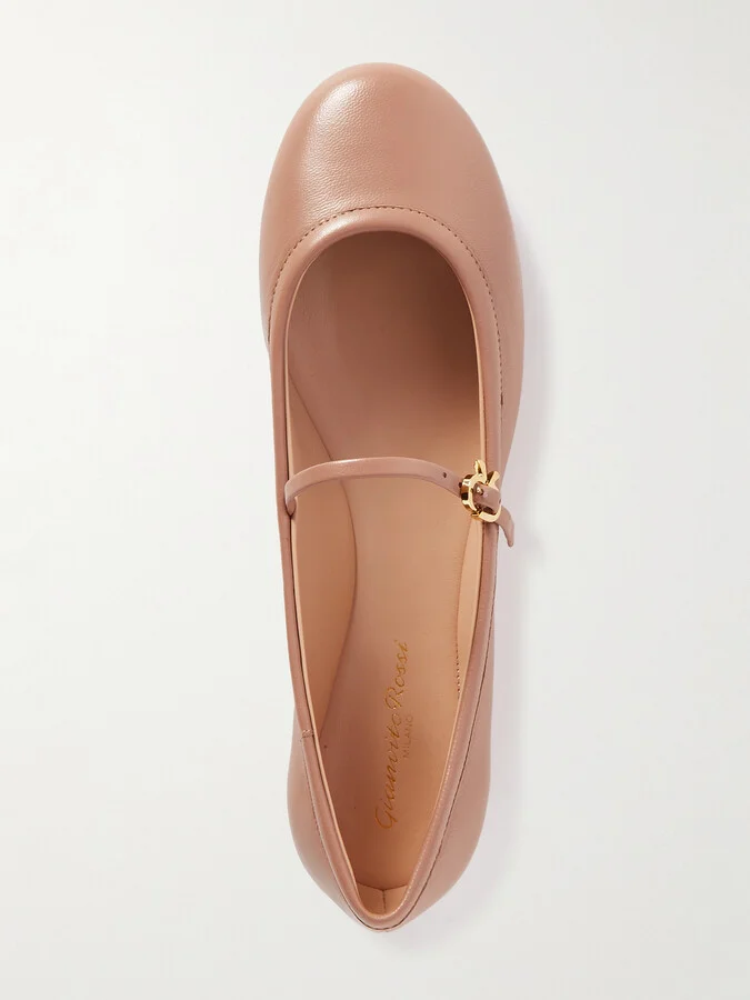 Gianvito Rossi - Carla Leather Mary Jane Ballet Flats - Neutrals - Image 5