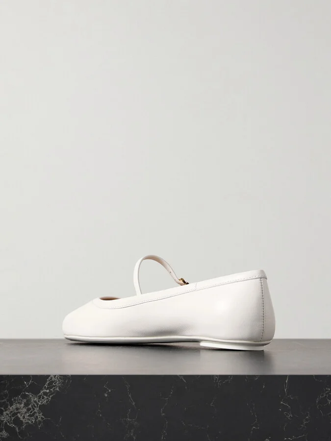 Gianvito Rossi - Carla Leather Mary Jane Ballet Flats - White - Image 3