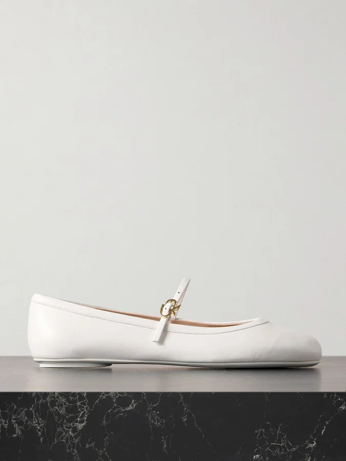 Gianvito Rossi - Carla Leather Mary Jane Ballet Flats - White
