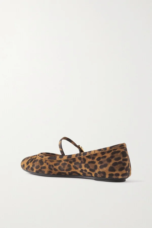 Gianvito Rossi - Carla Leopard-print Suede Mary Jane Ballet Flats - Animal print - Image 3