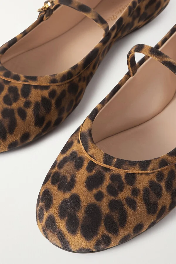 Gianvito Rossi - Carla Leopard-print Suede Mary Jane Ballet Flats - Animal print - Image 4