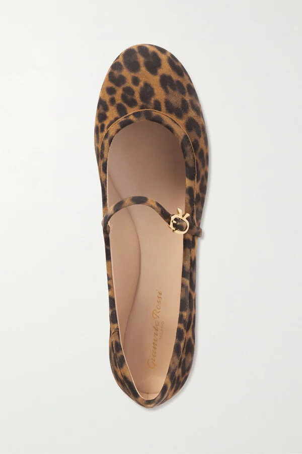 Gianvito Rossi - Carla Leopard-print Suede Mary Jane Ballet Flats - Animal print - Image 5