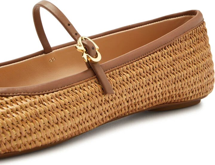 Gianvito Rossi Carla Marbella Woven Raffia Ballet Flats - Image 4