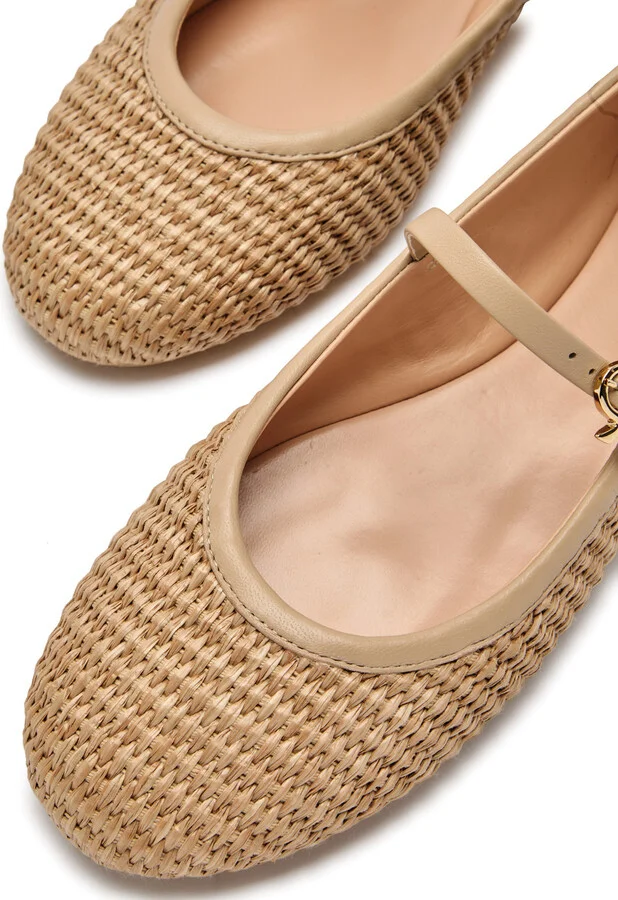 Gianvito Rossi Carla Marbella Woven Raffia Ballet Flats - Image 3