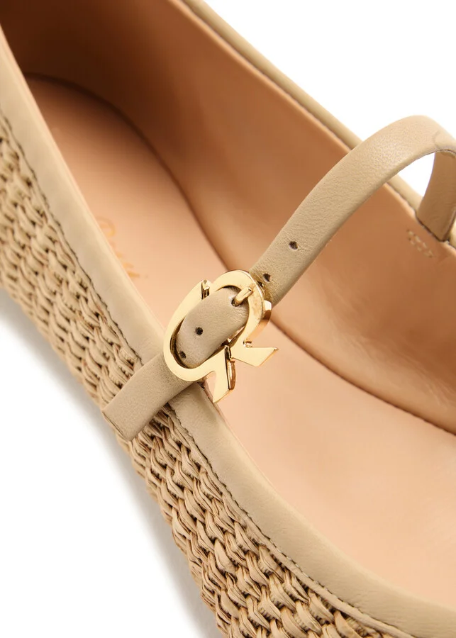 Gianvito Rossi Carla Marbella Woven Raffia Ballet Flats - Image 4