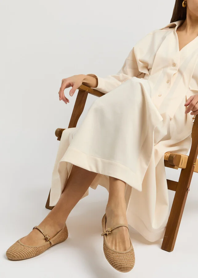 Gianvito Rossi Carla Marbella Woven Raffia Ballet Flats - Image 5